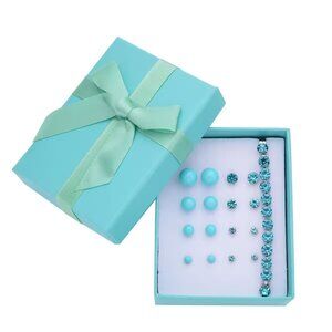 9 Pcs Jewelry Set of Earrings and 1 Bracelet in Blue Color